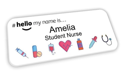 Hello name badge white - name, is