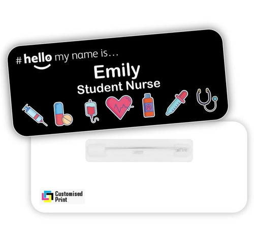 Hello name badge black - hello,